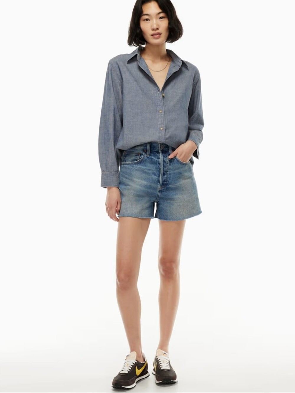 ARITZIA DENIM FORUM I S The Jane Oversized Denim Button Down Shirt I blue